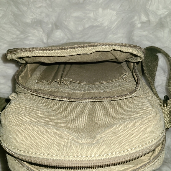 TRP0370 Troop London Classic Canvas Across Body Bag khaki olive color. - Picture 8 of 10